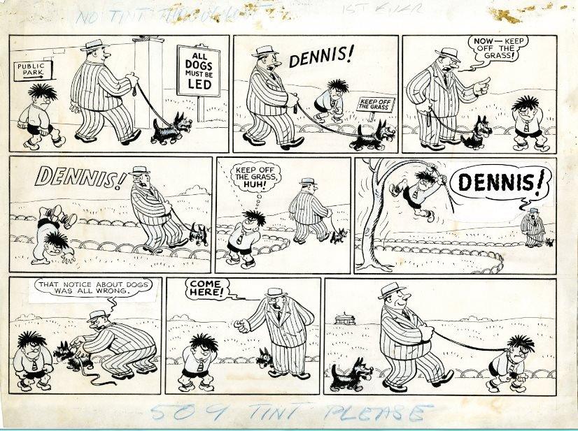 Comic strip of Dennis' first appearance in the Beano magazine