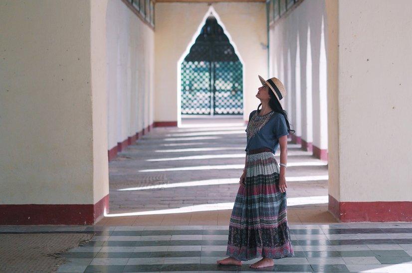 Woman in Ananda Temple in Bagan, Myanmar