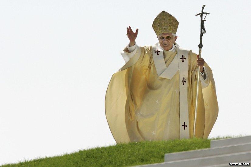 Pope Benedict XVI celebrates the holy mass on the Islinger Feld, in Regensburg, Germany, 2006