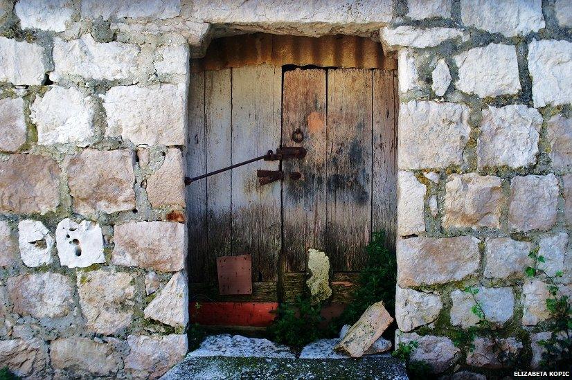 Door of an old abandoned barn