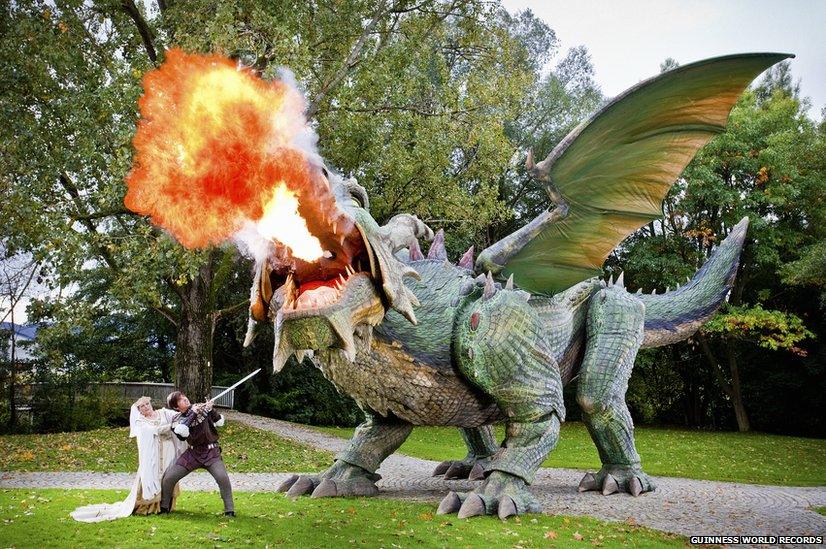 A fire breathing robotic dragon