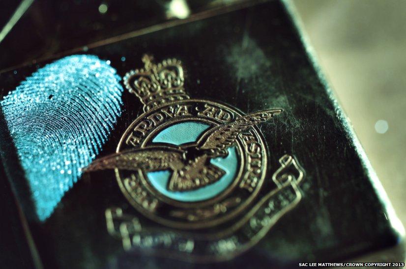 An image of a fingerprint captured on an RAF Lighter