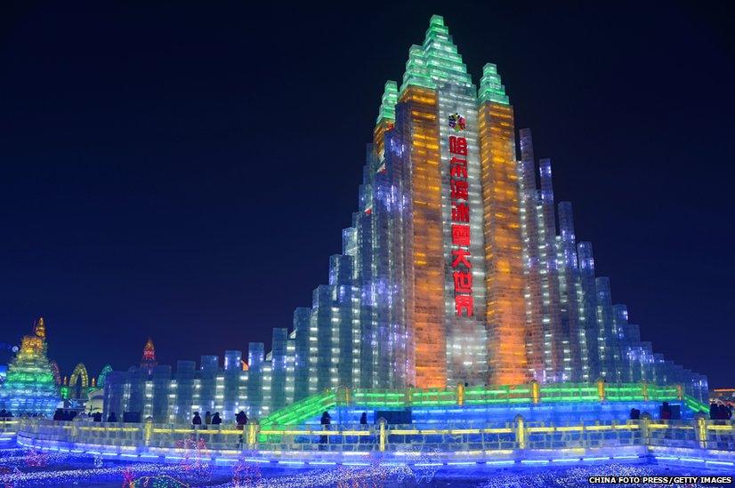 A skyscraper made of ice