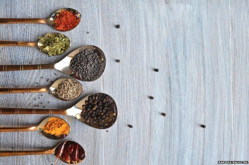 Spices on spoons