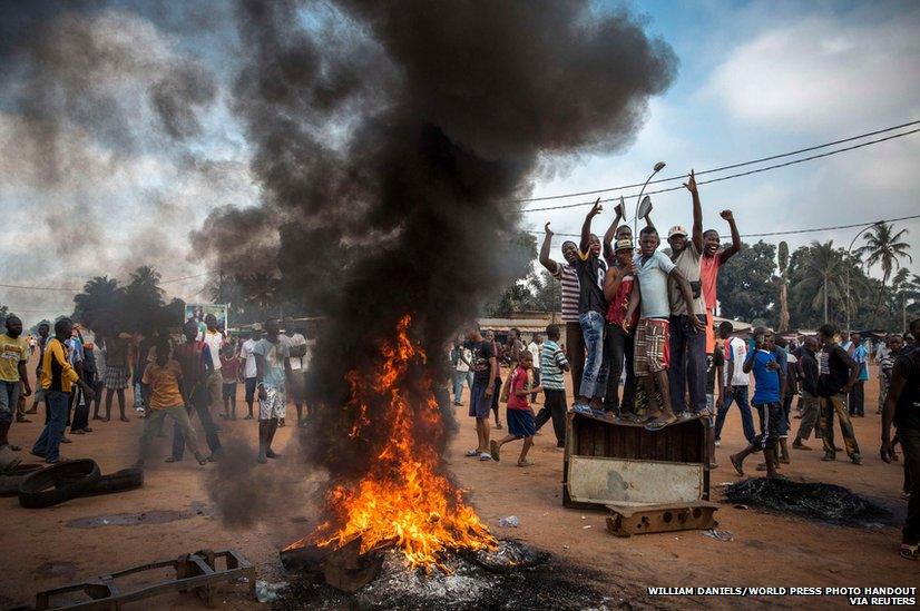 Demonstrators gather on the streets of Bangui, November 2013