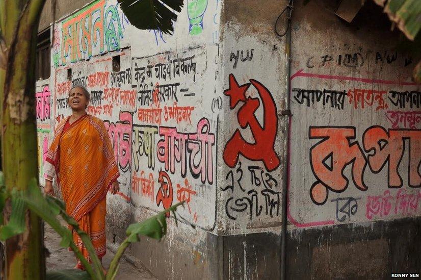 India election graffiti in Calcutta