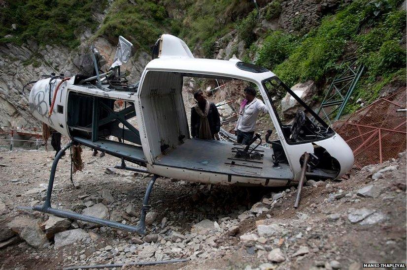 During rescue operations last year, five helicopters used by the government crashed on the way to Kedarnath. A year on, remains of this helicopter have still not been cleared.