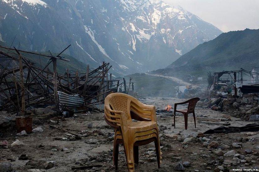 The main market in Kedarnath containing restaurants and guesthouses was wiped out in the floods last year.