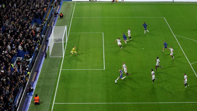 Action from Chelsea against Noah in the Uefa Conference League 2024-25 season