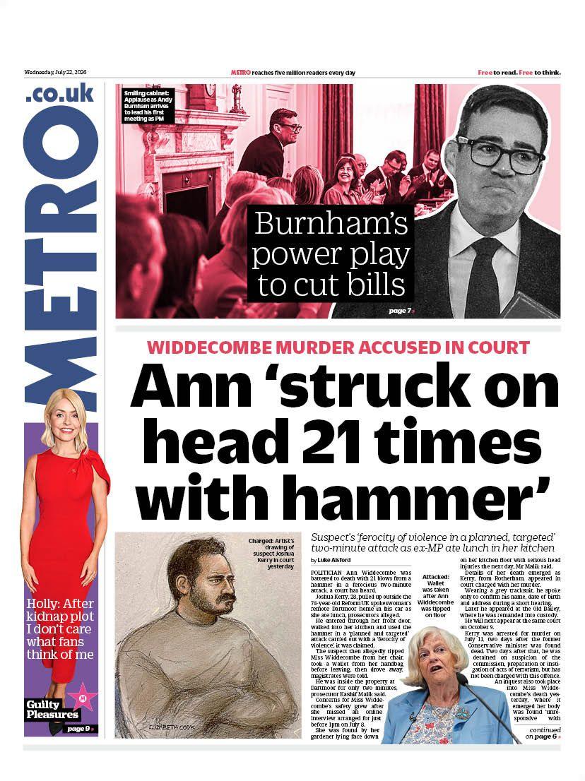 Ann Widdecombe 'hit 21 times with a hammer'