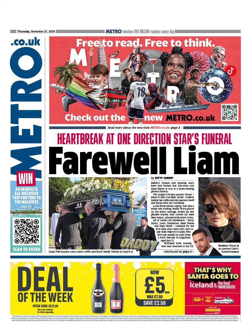 Metro front page