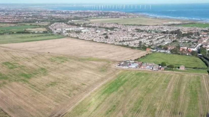 Aerial shot of the Roman village site in Marske