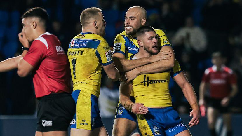 Danny Walker celebrates his first Super League try of the season