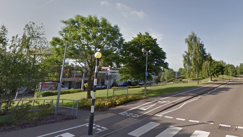 Hinghingbrooke entrance with a Zebra crossing with green trees around the entrance building 