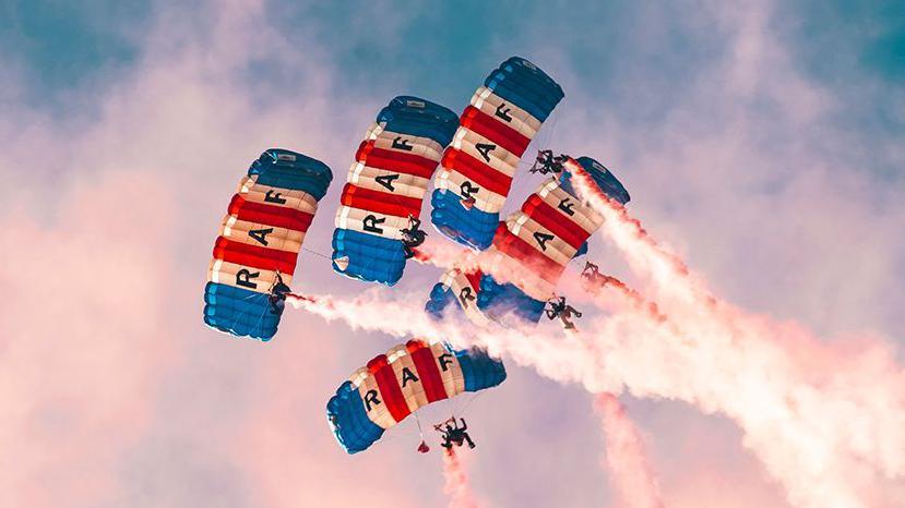 RAF Falcons Parachute Display Team perform