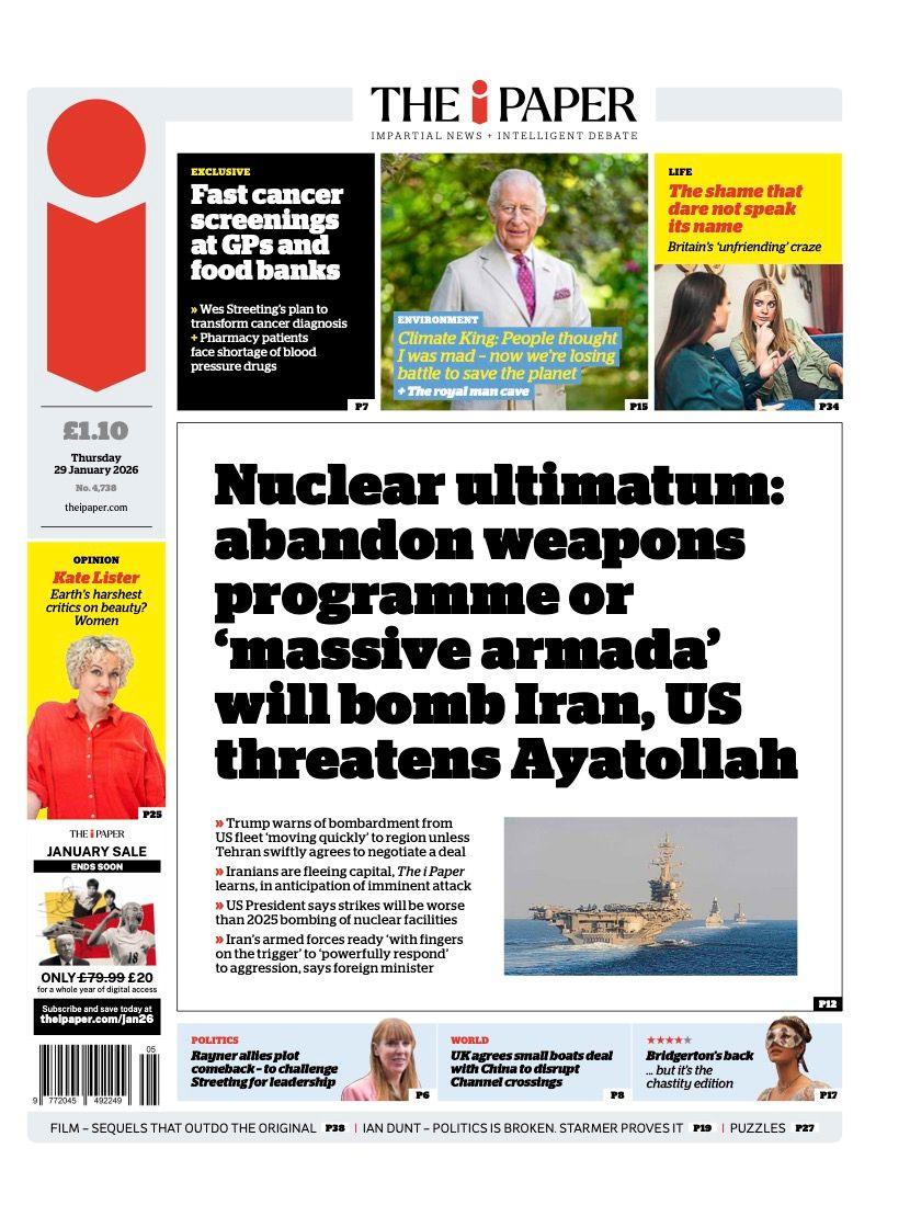 Titulli në faqen e parë të iPaper thotë: “Ultimatum bërthamor: braktisni programin e armëve ose ‘armata masive’ do të bombardojë Iranin, kërcënon SHBA-ja Ajatollahun”.