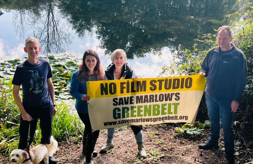 Campaigners with Joy Morrissey (second left) holding a banner