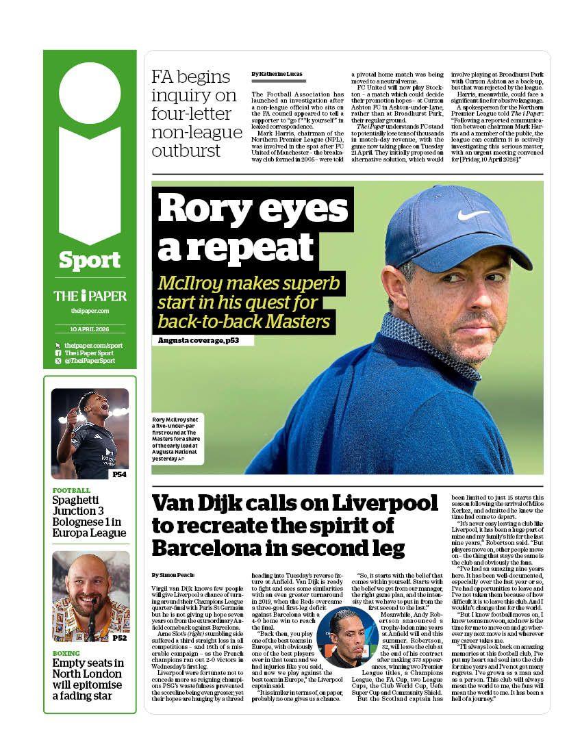 i Sport back page - 10 April