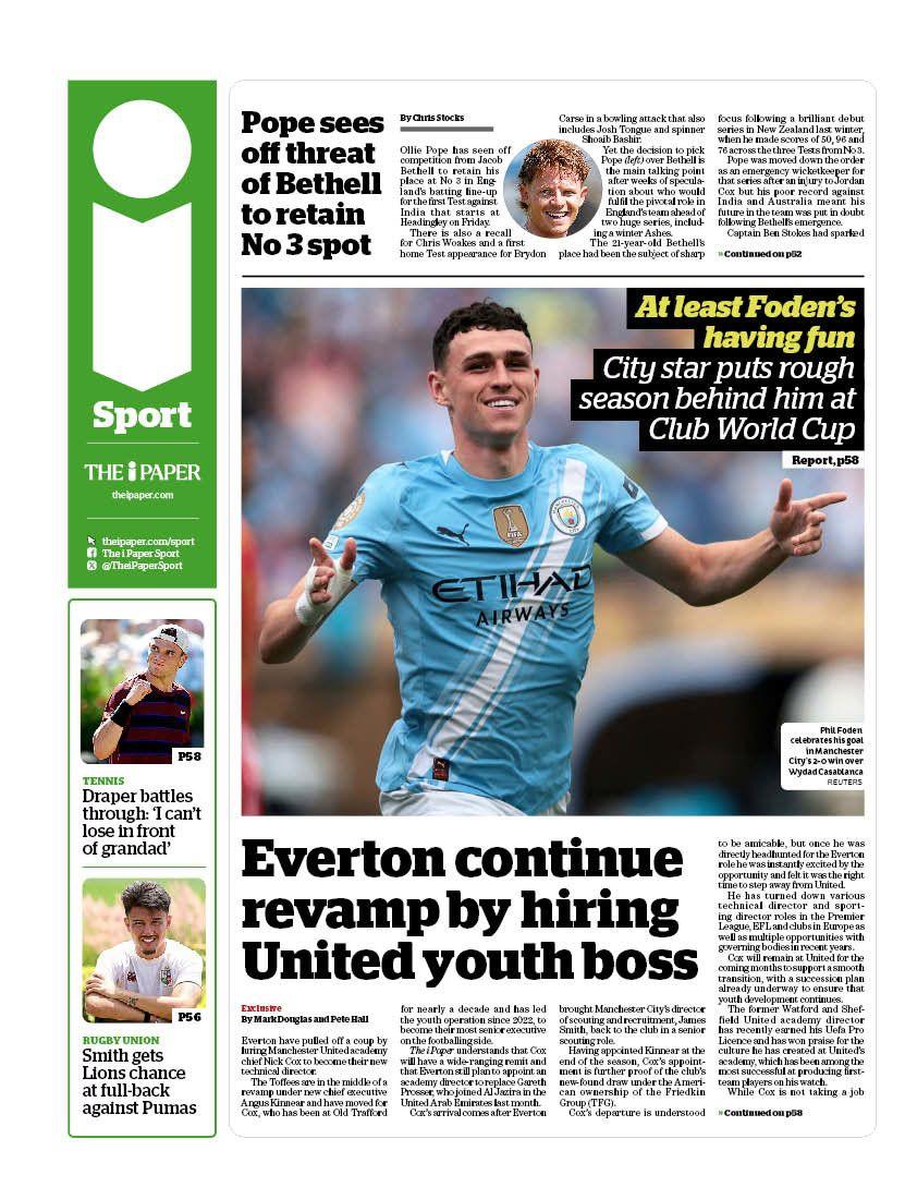 The back page of the i