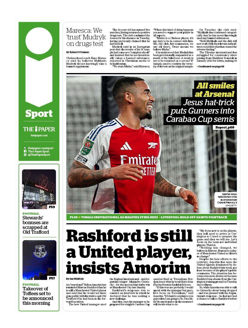 Back page of the i on 19 December