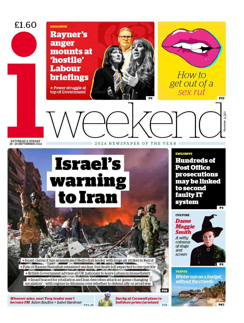 The i front page for 28 September 