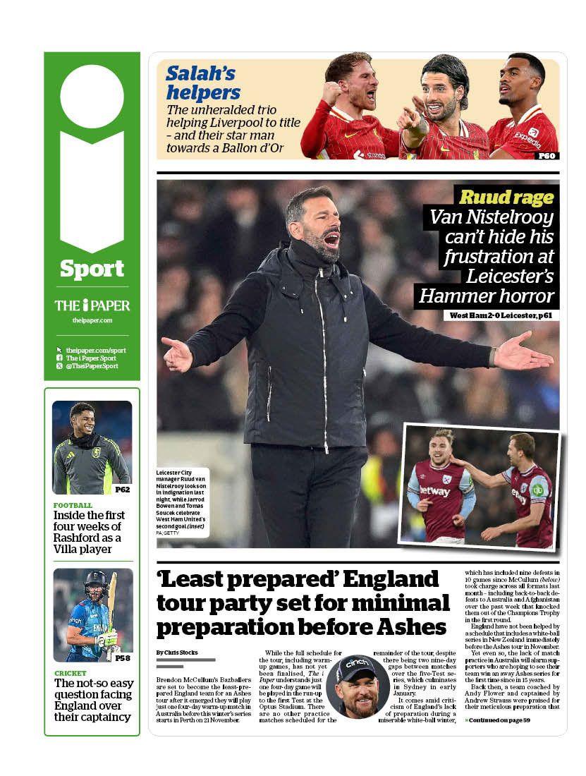 Back page of the I - Friday 28 February