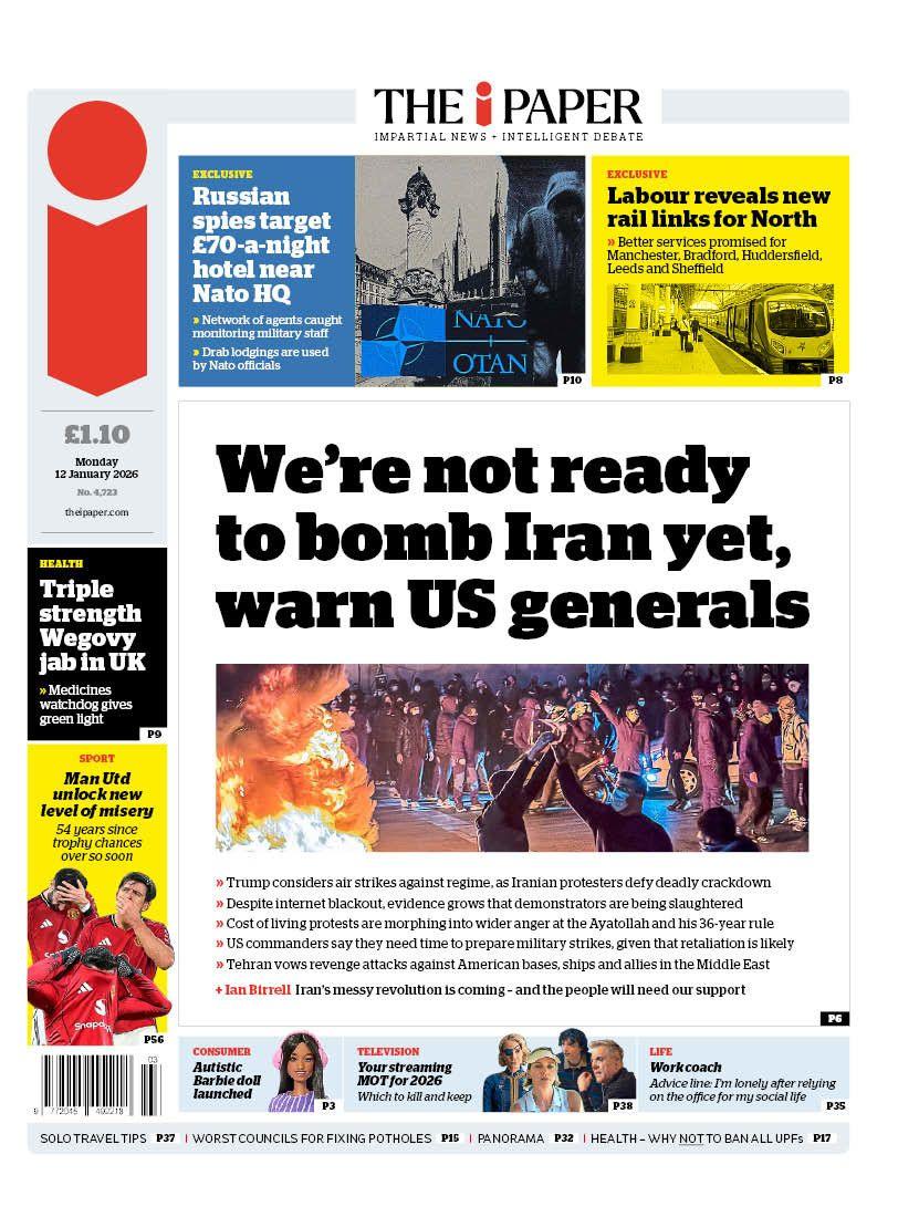 Titulli në faqen e parë të iPaper thotë: “Nuk jemi ende gati ta bombardojmë Iranin, paralajmërojnë gjeneralët amerikanë”.