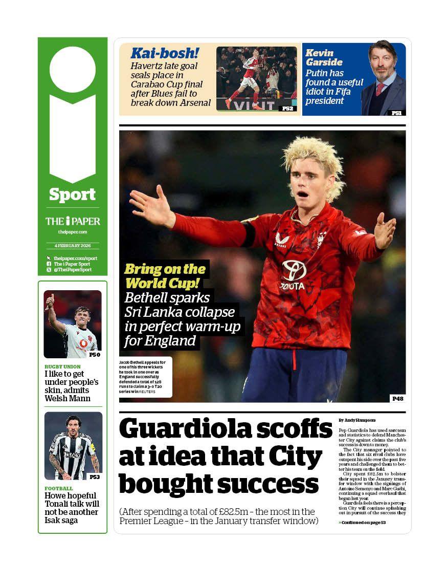 Back page for the i News