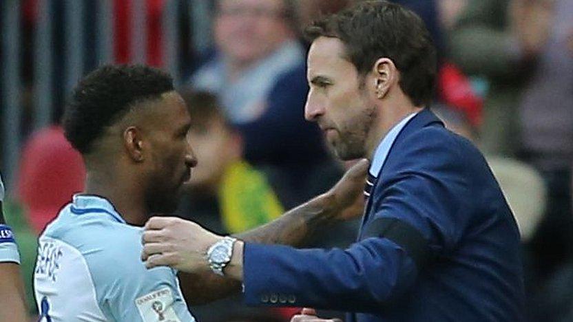 Jermain Defoe (left) and England boss Gareth Southgate