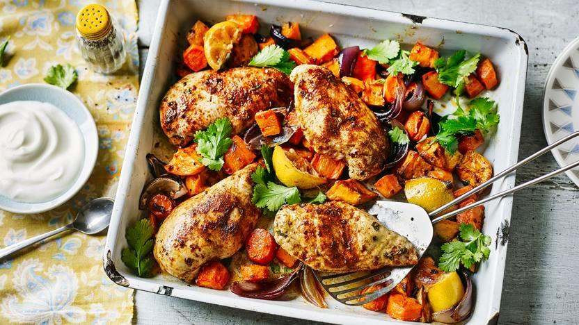 Ras-el-hanout chicken traybake
