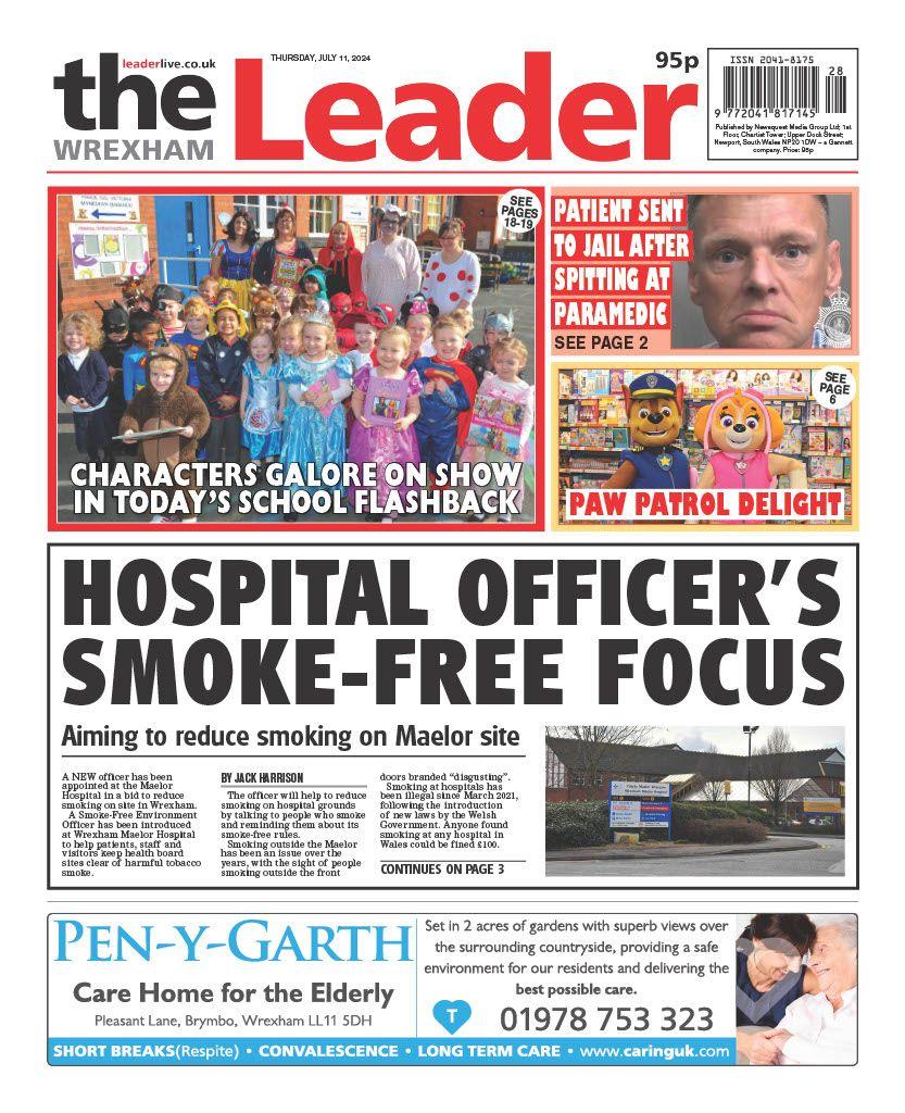 Front page of the Wrexham Leader