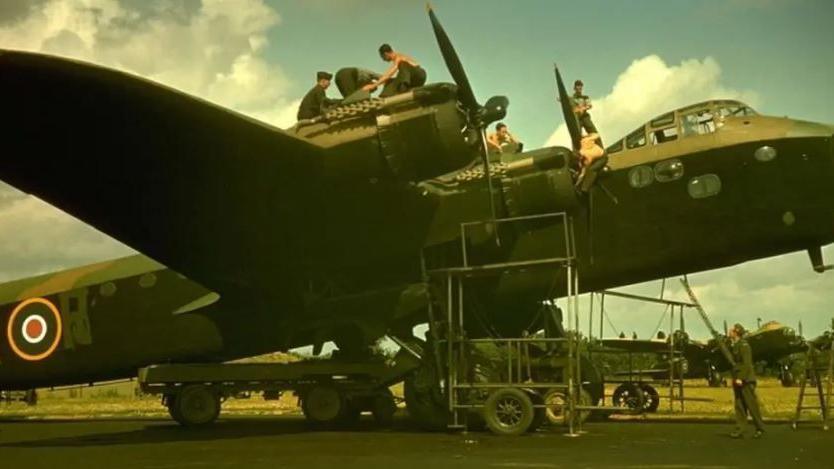 Archive shot of an RAF Short Stirling heavy bomber