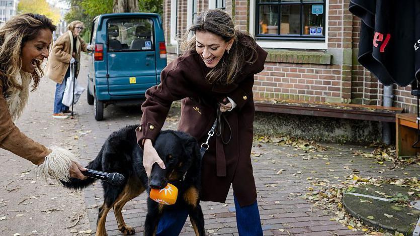 Qeni i Dilan Yesilgöz përtyp mikrofonin e një gazetari