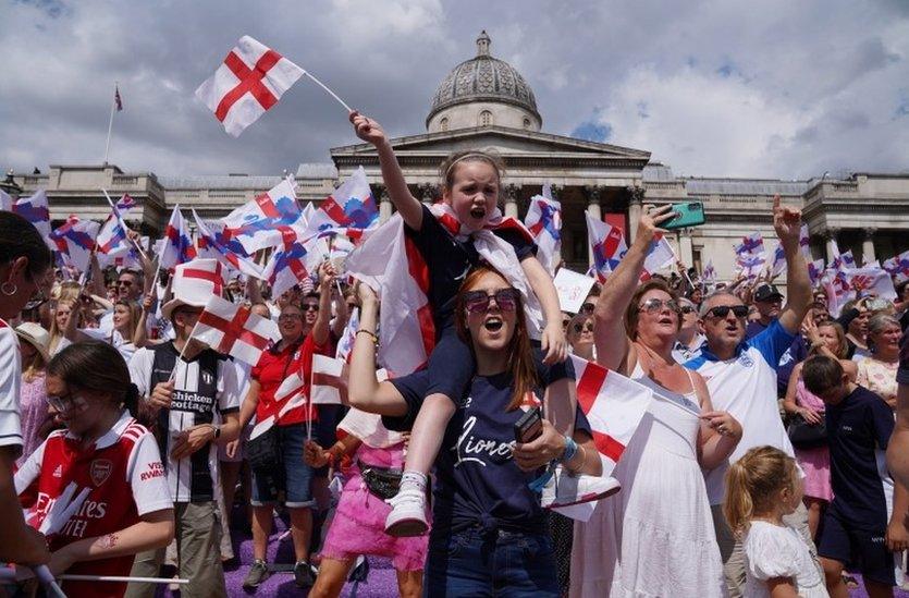 Women's Euro 2022 England Victory Celebrations in Trafalgar Square.