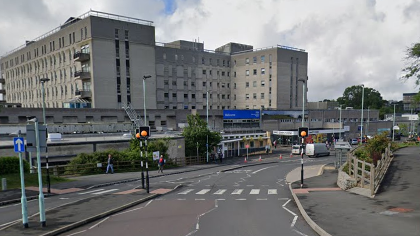 The road leading to the main entrance of Derriford Hospital