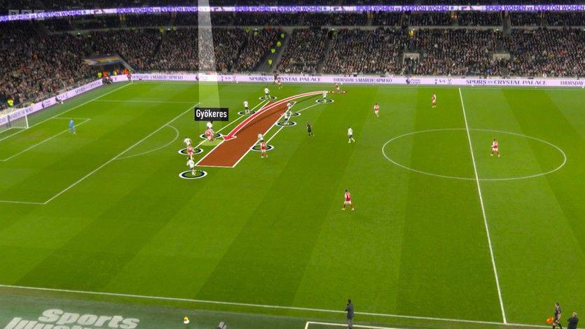 Timber was free on the right to set up Gyokeres for Arsenal's second goal