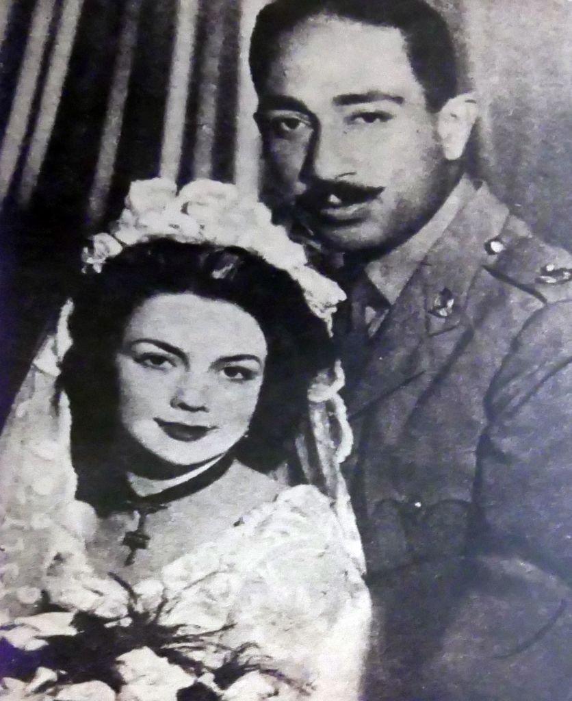 Marriage of Jehan and Anwar Sadat in 1949.