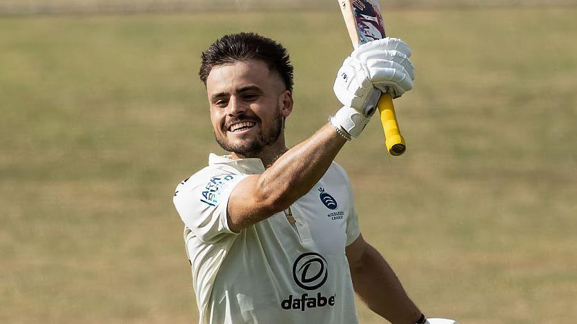 Middlesex's Joe Cracknell celebrates his maiden first-class century
