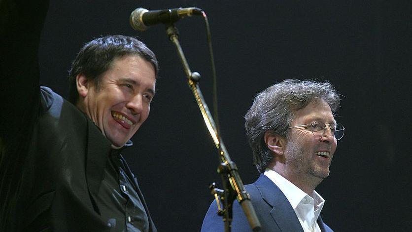 Eric Clapton and Jools Holland at Tsunami Relief Cardiff in 2005