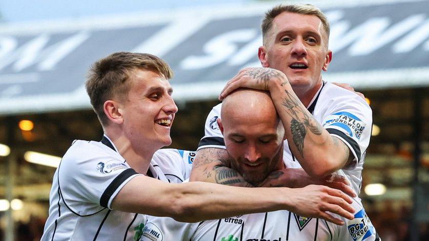 Dunfermline Athletic players celebrating