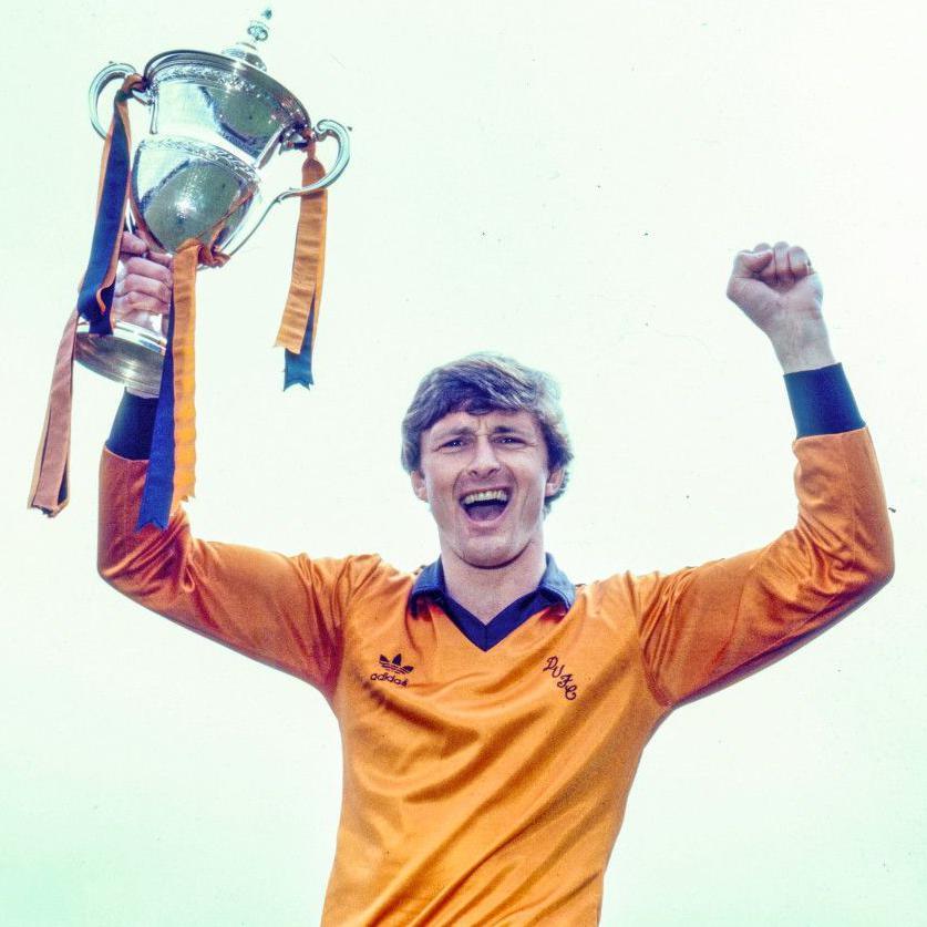 Paul Hegarty with the 1982-1983 Premier Division trophy