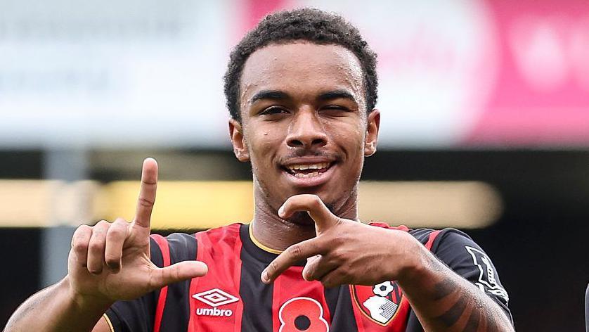 Eli Junior Kroupi celebrates scoring for Bournemouth against Nottingham Forest in the Premier League