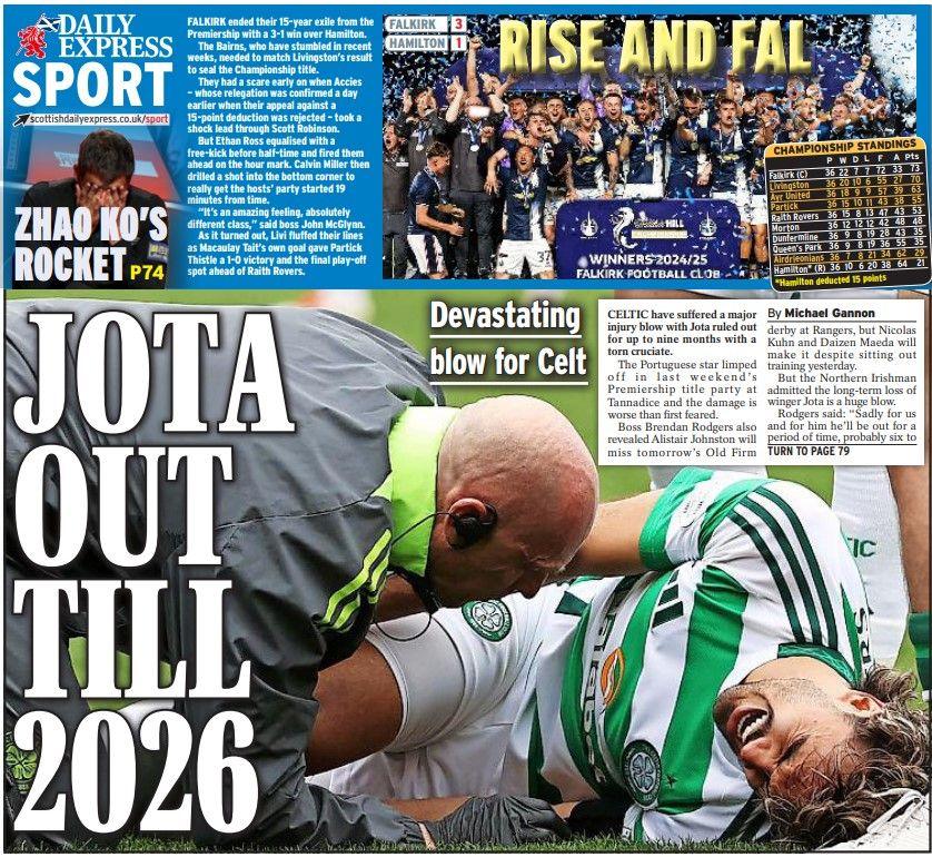 The back page of the Scottish Daily Express on 030525