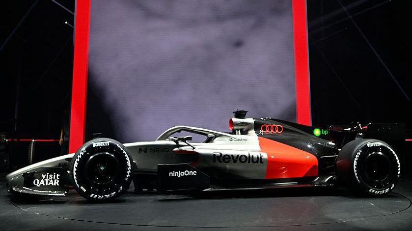 Image of an F1 car with the new Audi livery