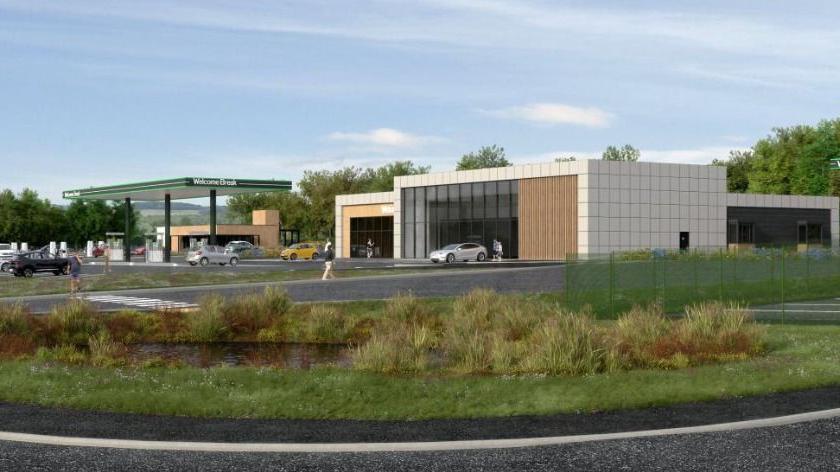 Another angle of the service station exterior