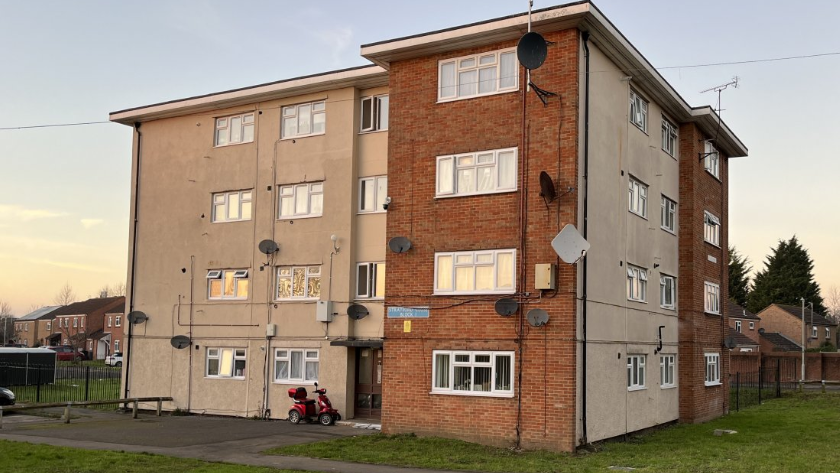 A photo showing a block of flats in Podsmead, Gloucester