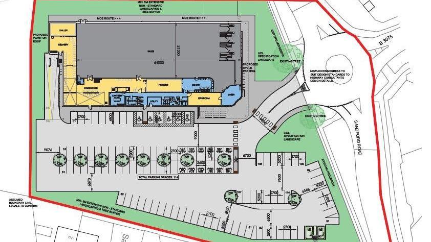 Architect blueprints for the proposed site