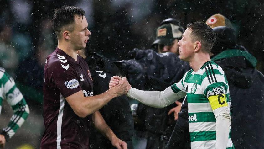 Hearts captain Lawrence Shankland and Celtic captain Callum McGregor