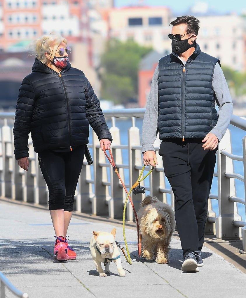 Hugh Jackman out and about wearing his mask to help prevent the spread of coronavirus