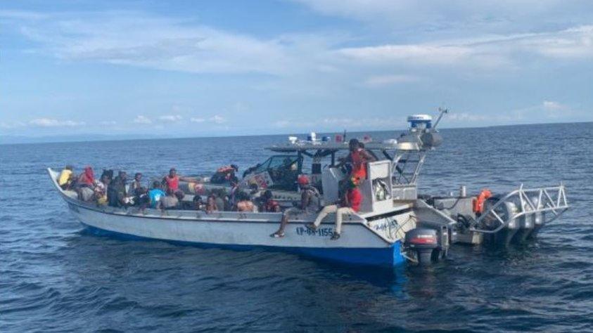 Picture of the Haitian migrants provided by the Colombian Navy